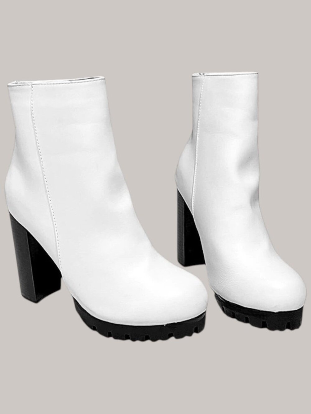 Wild Diva Veronica-24 White Platform Chunky Heel Mid-Calf Boots Size 8.5